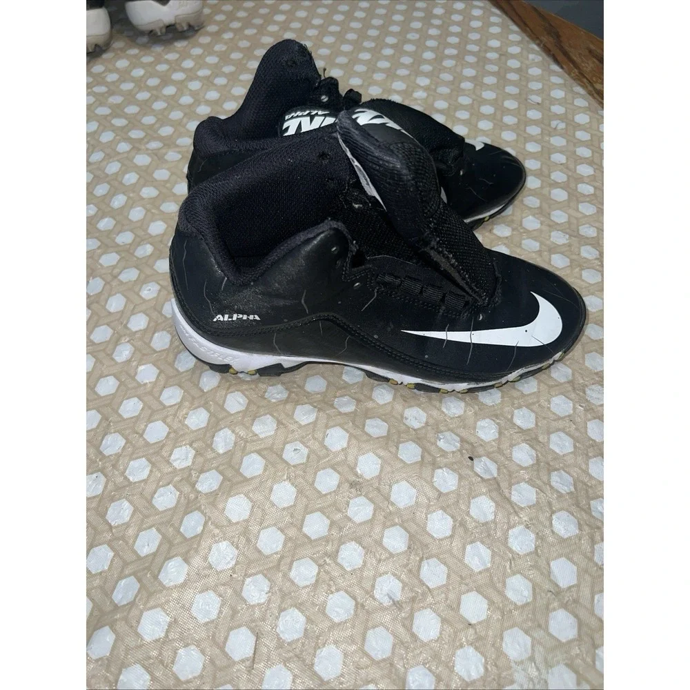 Nike Alpha Fast Flex Black Logo Lace Up  Football Cleats size 3Y
